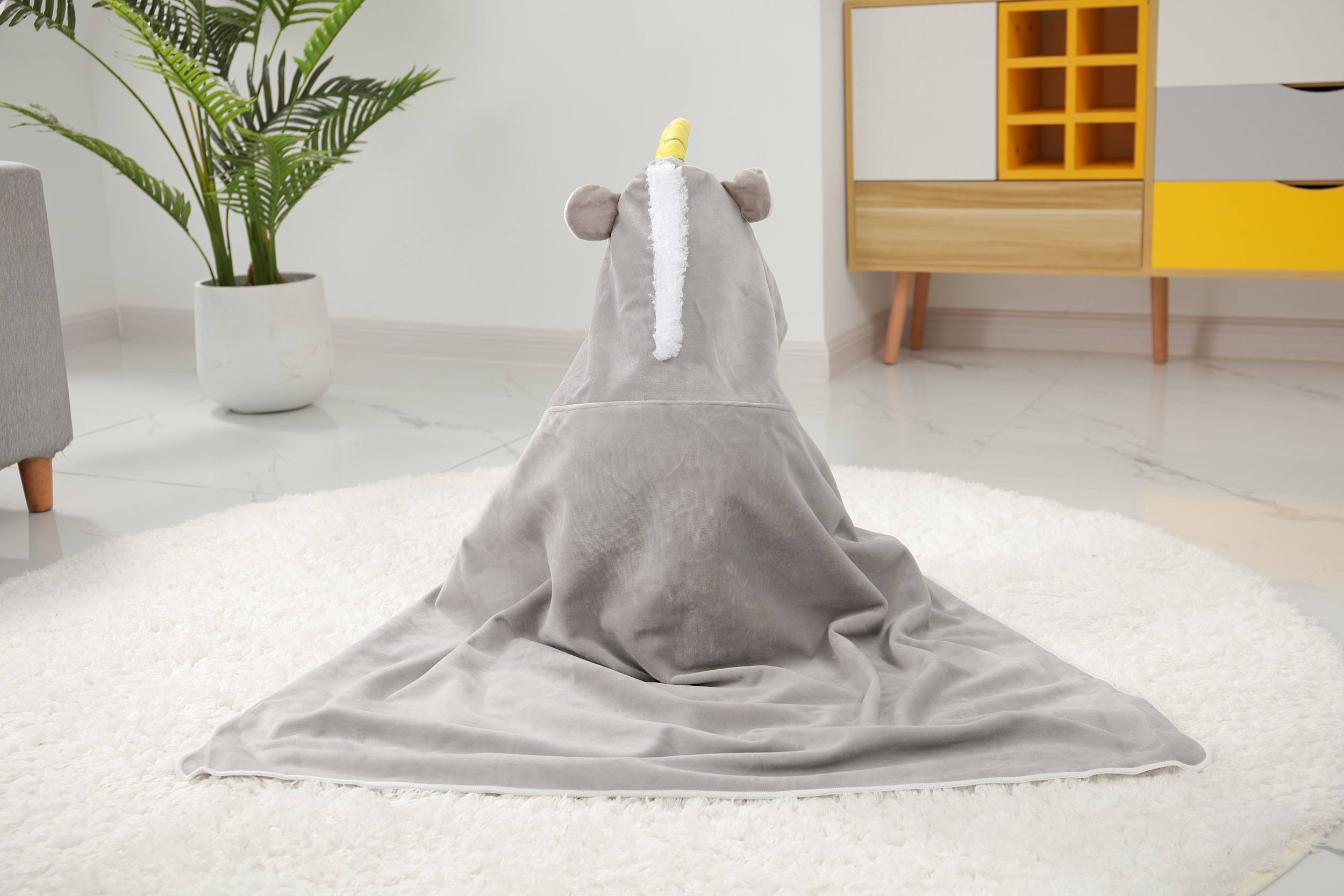 1 pçs dos desenhos animados de fibra de bambu toalha de banho das crianças com chapéu capa roupão para meninas meninos e bebês toalhas de banho macias: CINZA