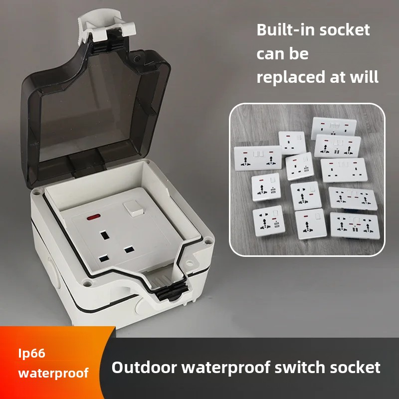 British Standard Outdoor Waterproof Socket Ip66 Anti-rain Charging Plug European Standard German Regulation Waterproof Box