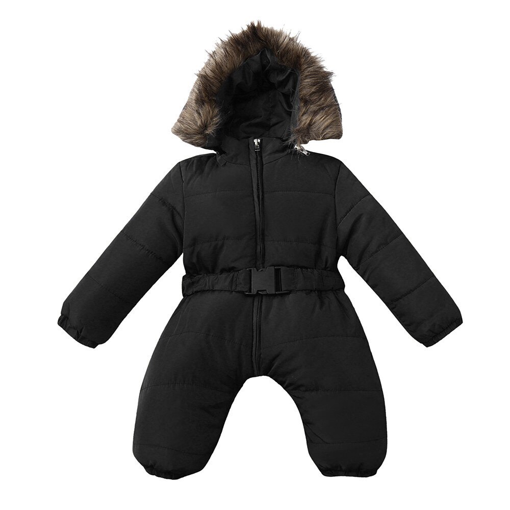 Winter Warm Jumpsuit For A Boy Infant Baby Boy Girl Romper Jacket Hooded Jumpsuit Solid Thick Coat Outfit Kids Winter Jacket: 3M