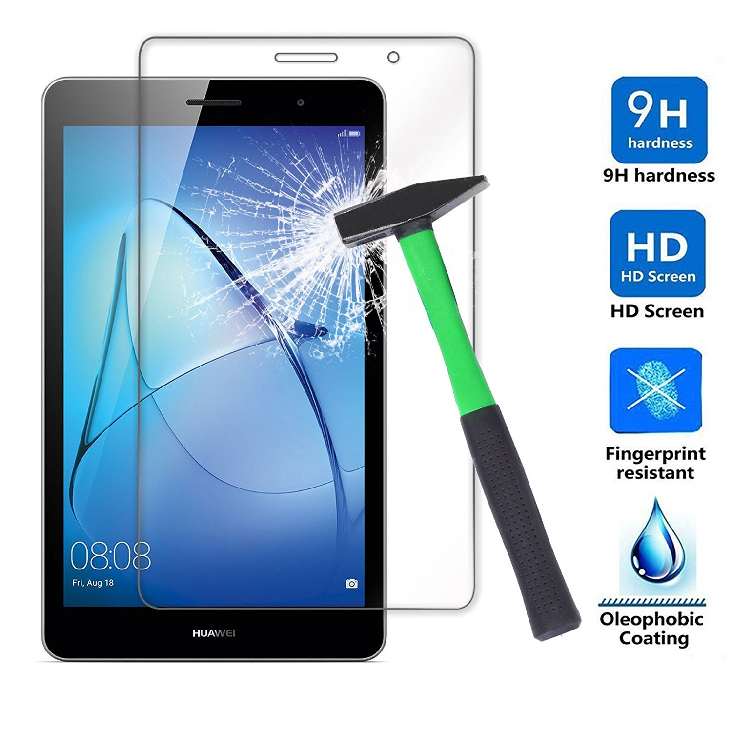 Para Huawei Mediapad T3 vidrio templado de 8 pulgadas, 9H Protector de pantalla LCD a prueba de explosiones para KOB-L09 W09 película protectora de cubierta completa