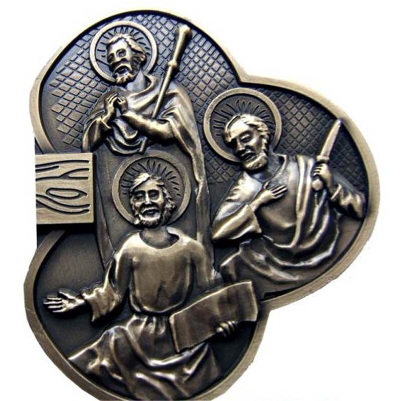 32.5 CM Muur Kruis Carving De Twaalf Apostelen Icoon Jezus Kruis Hanger Ornamenten Jesu Kruisbeeld rood Lam van God INRI desk Decor