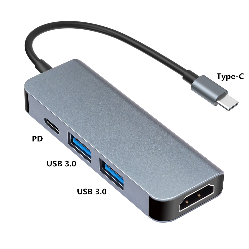 Thunderbolt Thunderbolt 3 4 in1 USB-C to HDMIcompatible Adapter 2x USB3.0 Type-C PD Hub For Huawei P20 Pro Samsung Dex Galaxy S9