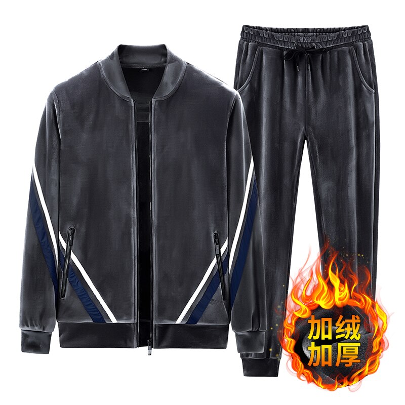Winter lässig Anzug herren Anzug Baseball Kragen Strickjacke zur Seite fahren Anzug doppelseitige Gold Samt Plus Samt Jacke