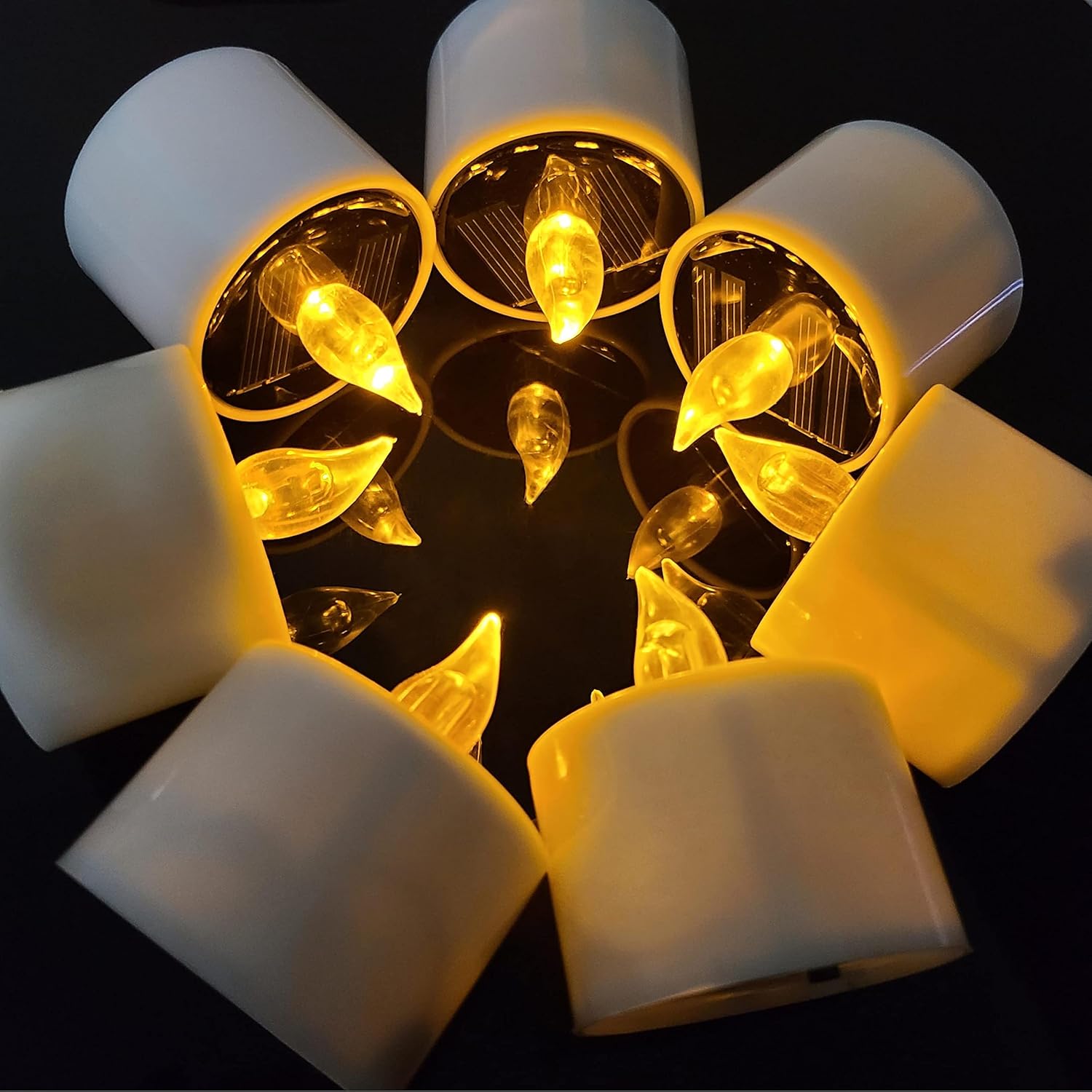 Solar Tea Light LED Candles Outdoor Waterproof Flameless Solar Tea Lights Rechargeable Candles for Party Garden Home Deco