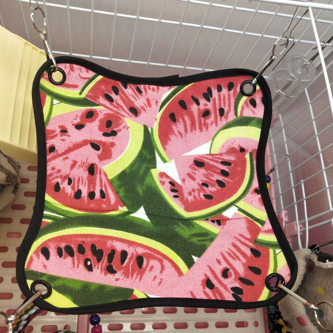 Lente Zomer Canvas Duurzaam Ademend Eekhoorn Hamster Hangmat Kleine Dieren Huisdier Kooien Opknoping Slapen Pads Huisdieren Benodigdheden: Watermelon / 15x15 cm