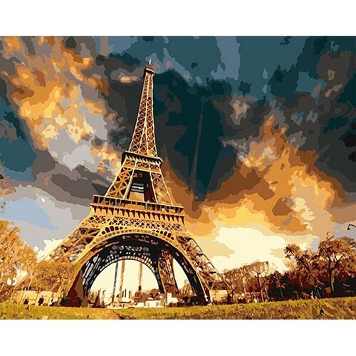 Bricolage Paris tour photo acrylique peinture par numéros sur toile encadrée mur photos Art pour salon décoration de la maison: PH9337 / 40X50CM Frameless