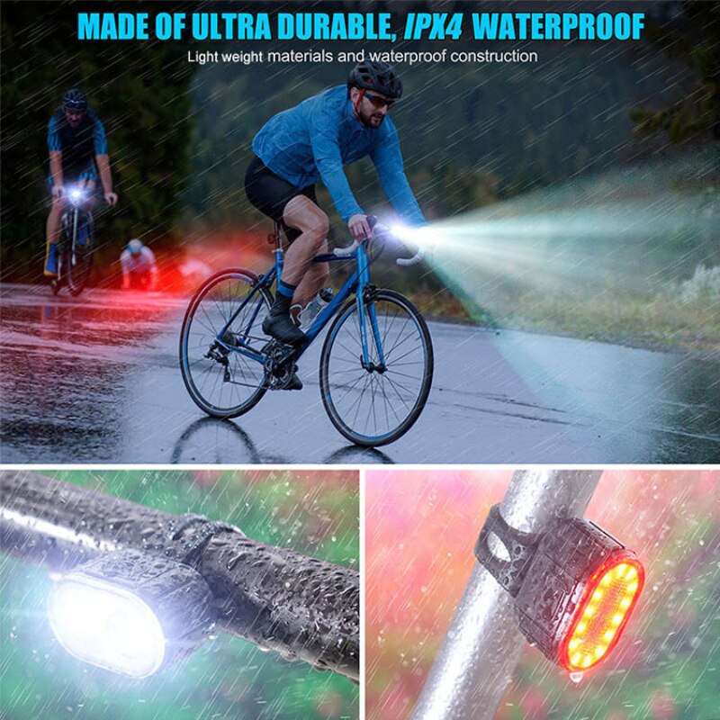 Led cykellygter sæt usb genopladelig cykel for baglygte mtb 4 tilstande forlygte  + 6 tilstande baglygte cykellys