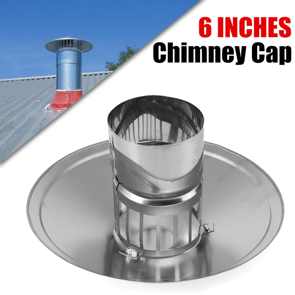 6'' Stove Pipe Chimney Cap Fireplaces Rain Mushroom Shaped Roof Ventilation