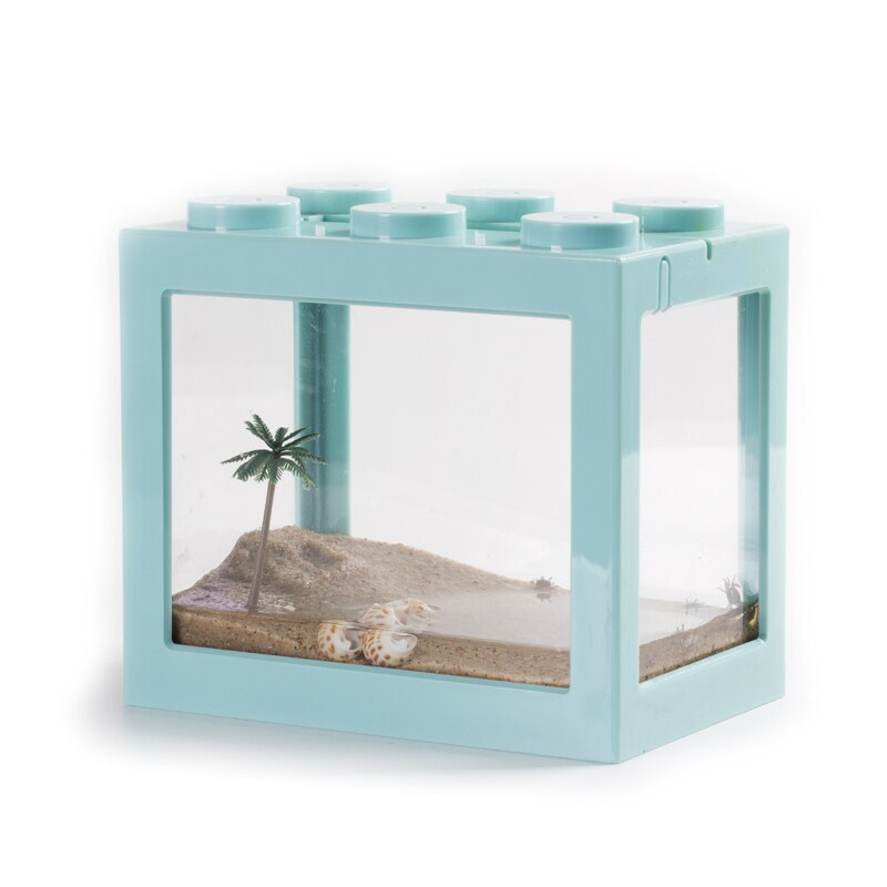 MINI Aquariums Acrylic Plastic Fish Tank Ecosystem Cylinder Mini Peas Crab Desktop Cute Landscaping Cylinder Children's: 001