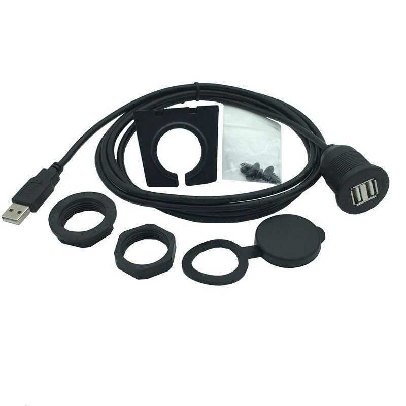 Universal Car Dashboard Flush Mount USB 2.0 Socket Extension Lead Cable 1m 2m