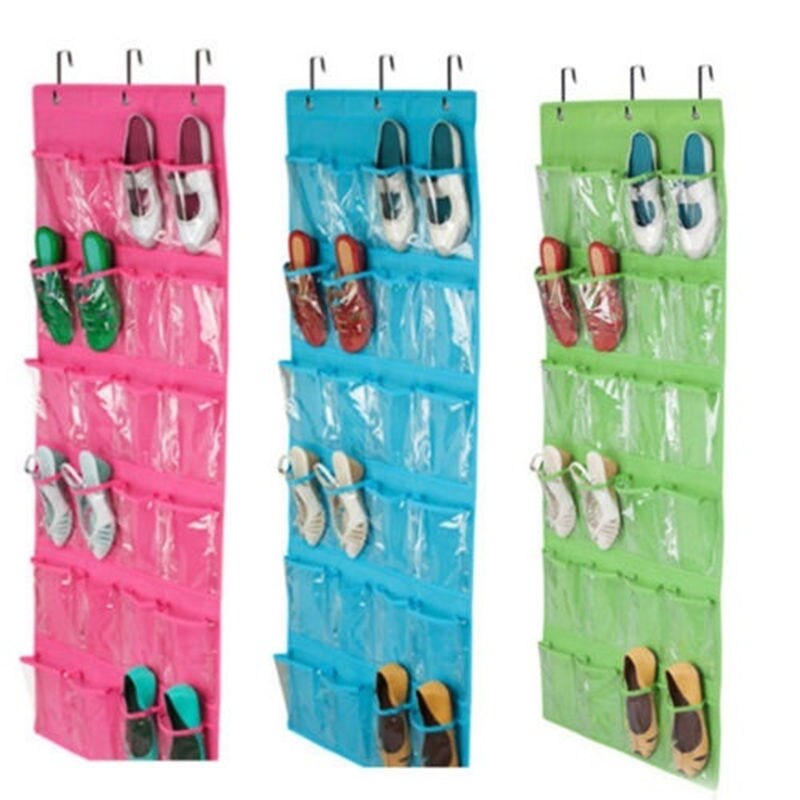 24 Pockets Shoes Storage Hanging Bags Save Space Door Wall Mount Organizer Holders