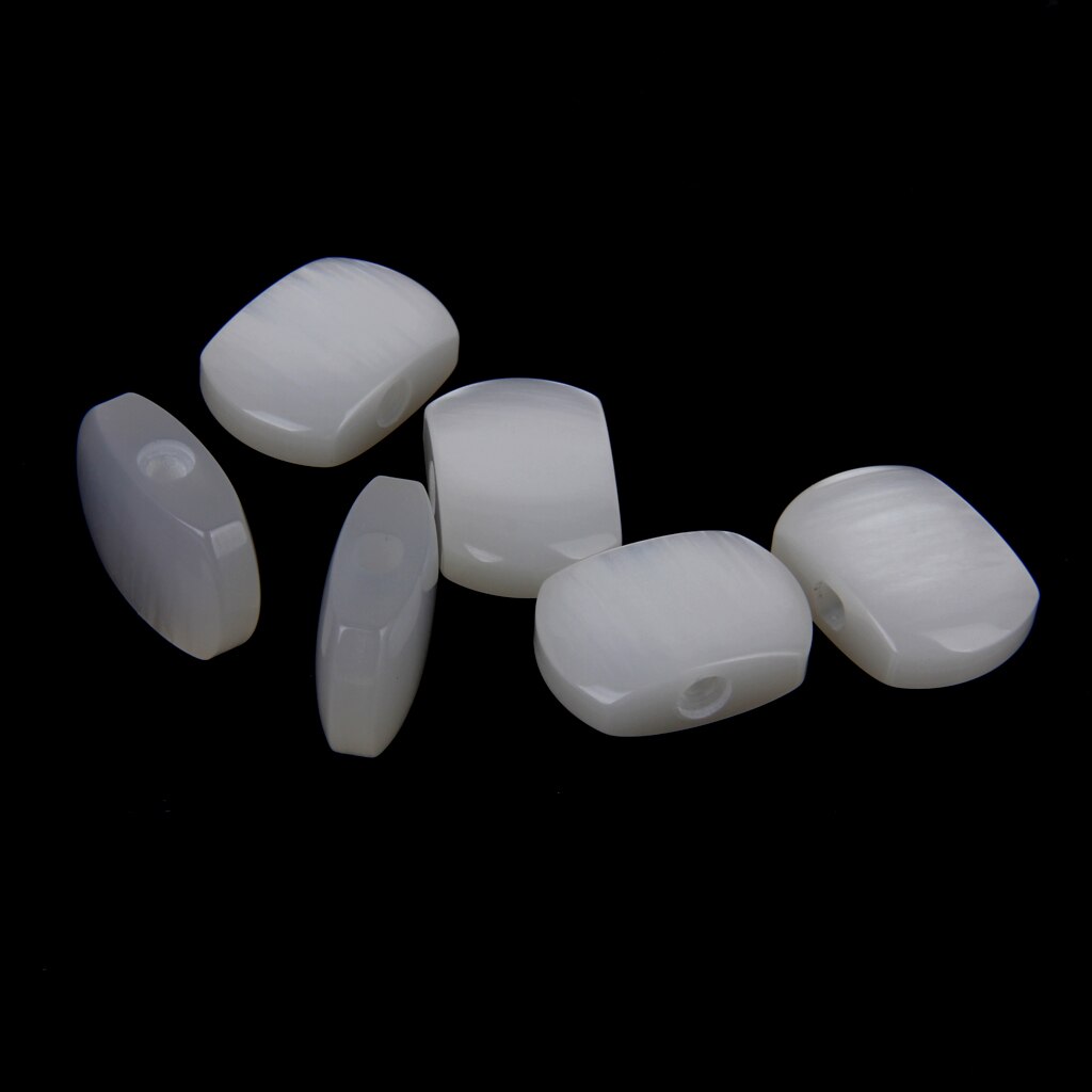 6 White Pearloid Acrylic Buttons For Guitar Tuner Machine Heads Tuning Keys