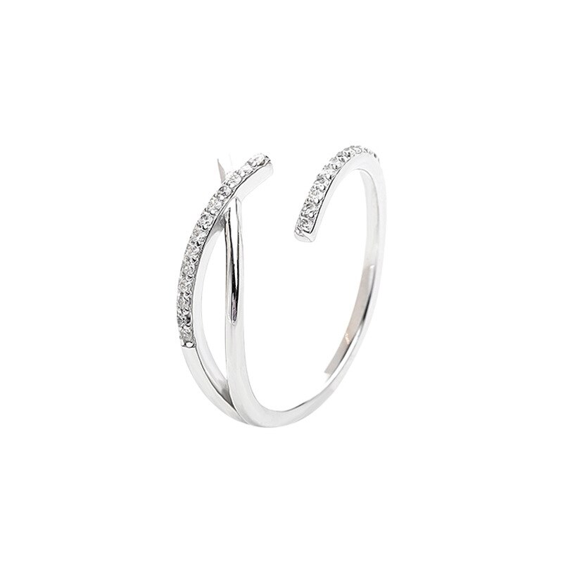 Bague Index pour femme, anneau en acier inoxydable, argent, croix ouverte, , bijoux de fête,