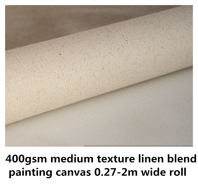 Zuurvrij Acryl Priming 400gsm Linnen Blend Medium Textuur Schilderdoek 5 Meter Lange Rol