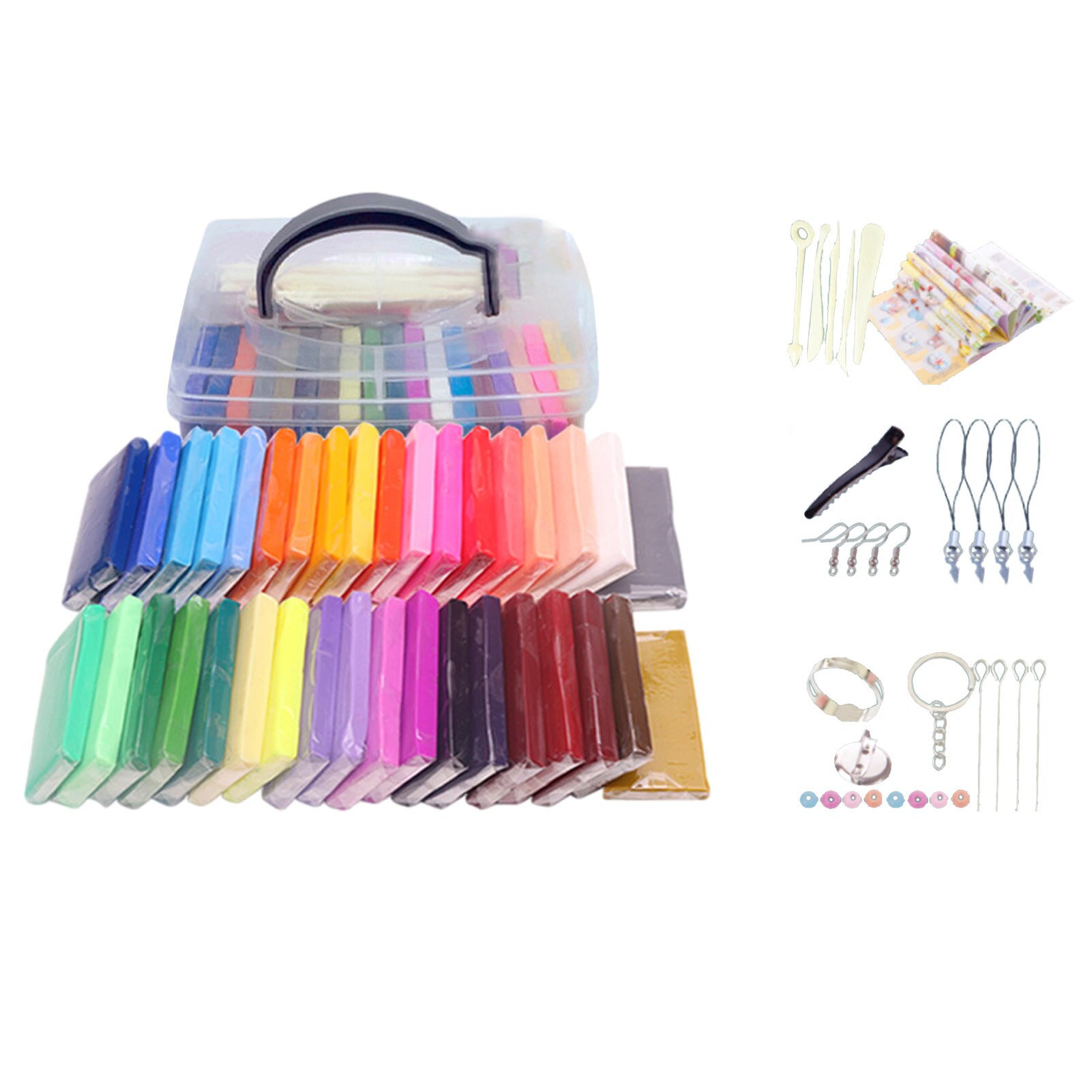 Polymer Clay Modeling Kit DIY Oven Bake Clay With Sculpting Tools Conducive To Imagination Creativity Brighter Strong Plasticity: 32 colors