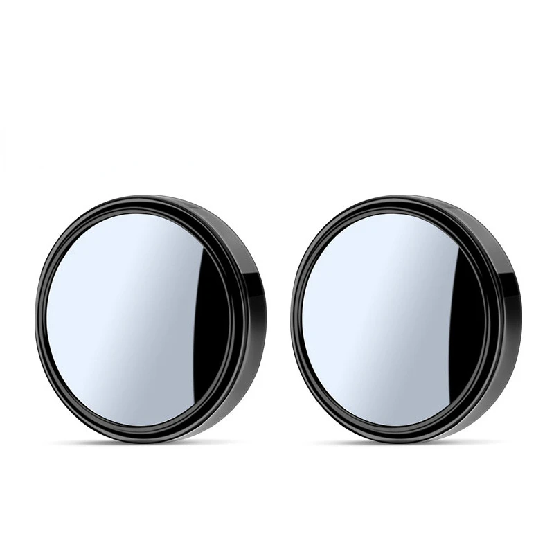 2 Pcs Round Frame Convex Blind Spot Mirror Safety Driving Wide-angle 360 Degree Adjustable Clear Rearview Mirror Car Accessories: black