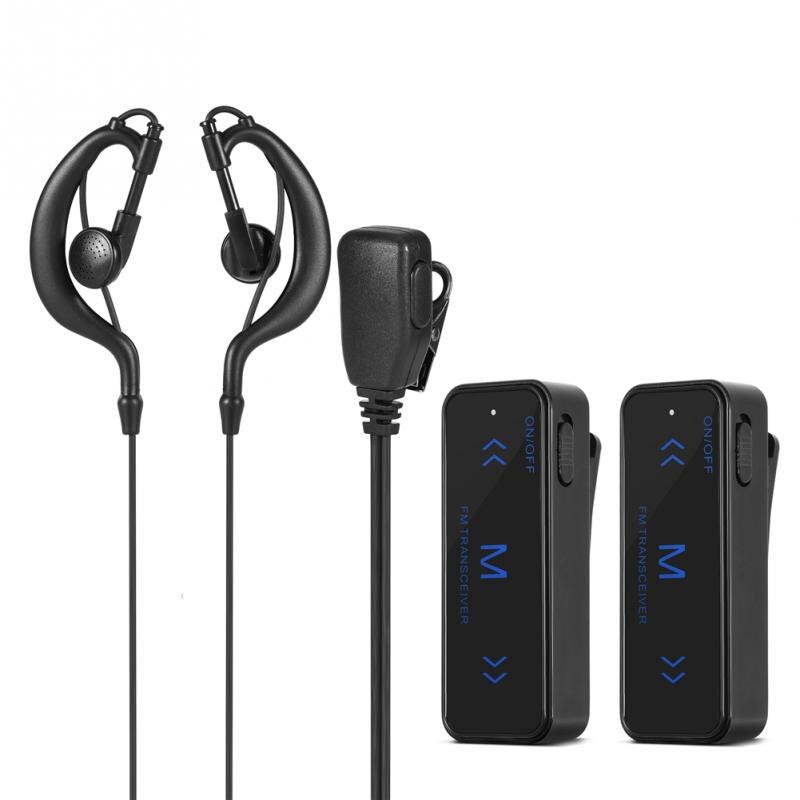 2PCS Mini Walkie Talkie 3W 400-470MHz 2-Way Radio Transceiver Earpiece Headset Earmuff USB Powered 1.86-0.62 Mile Distance ABS