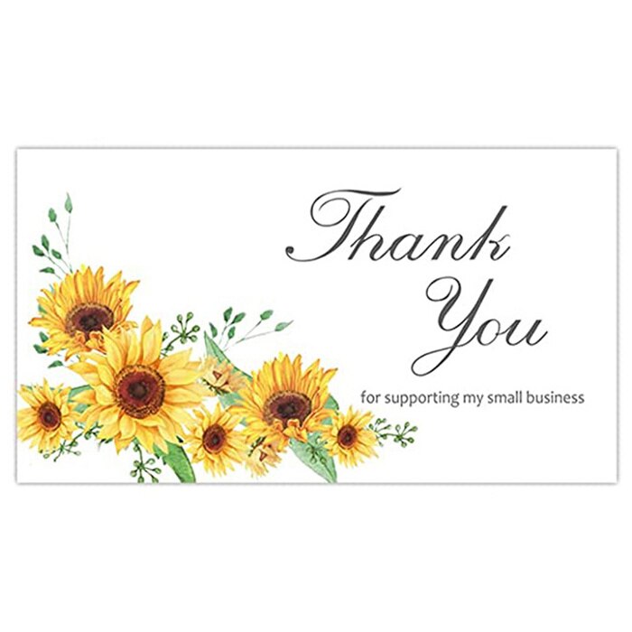 Sunflower Thank You Sticker rectangle Thank You Card for Small Business Appreciation Cardstock Decorate Child Party Sticker: Card B 50pcs
