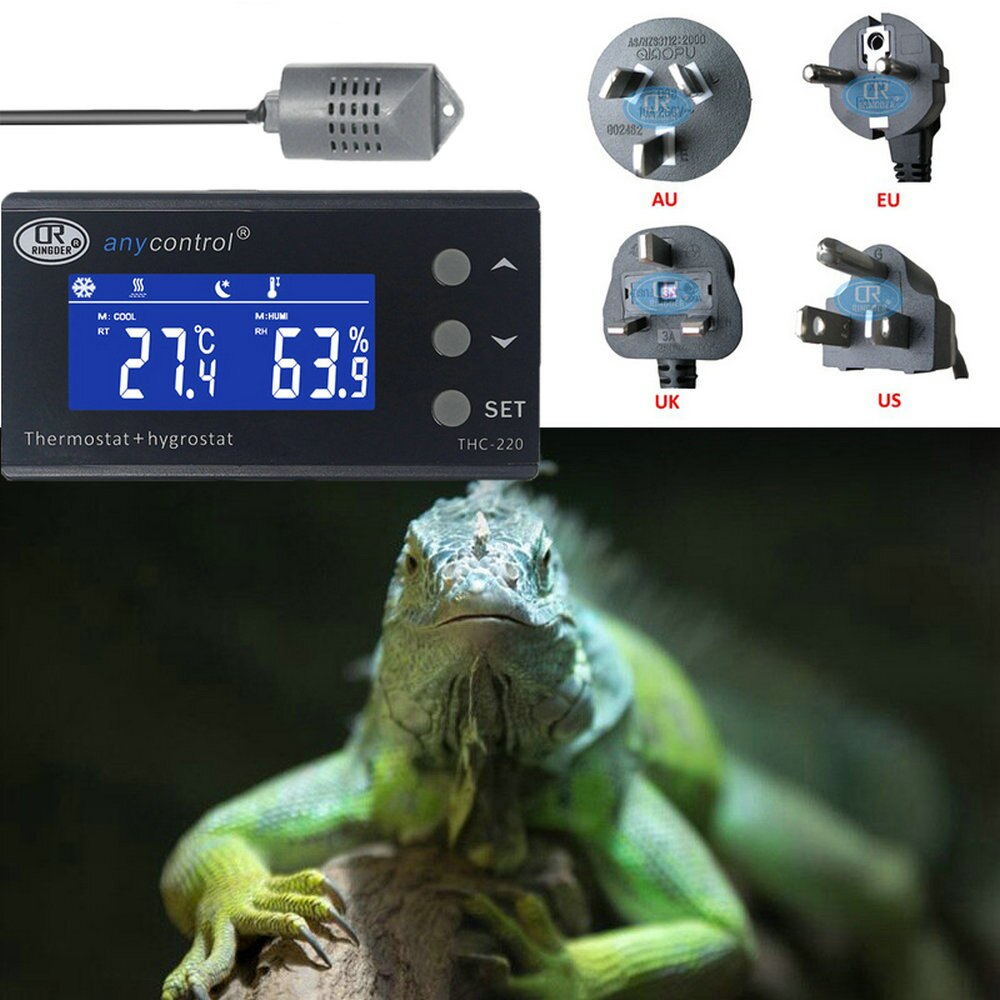 THC-220 Digital Temperature Humidity Controller Thermostat Regulator Control Switch LCD for Green House