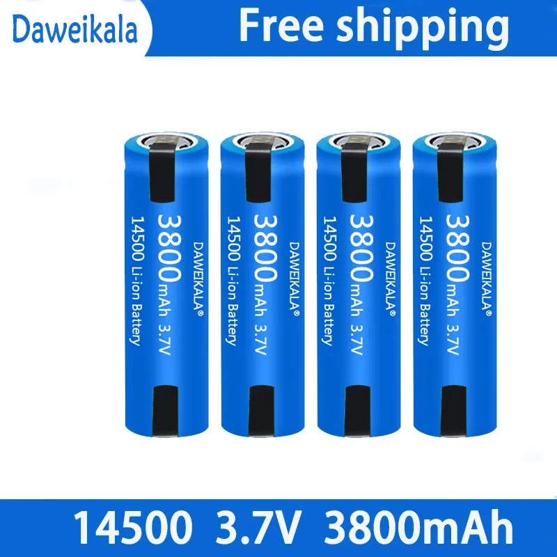 14500 battery 3.7V AA 3800mah lithium ion battery, with welding, for electric toothbrush, razor, barber rechargeable battery: WHITE