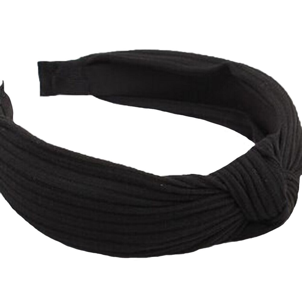 Hoved wrap pandebånd snoet knyttet hårbånd kvinder turban twist knude: Sort