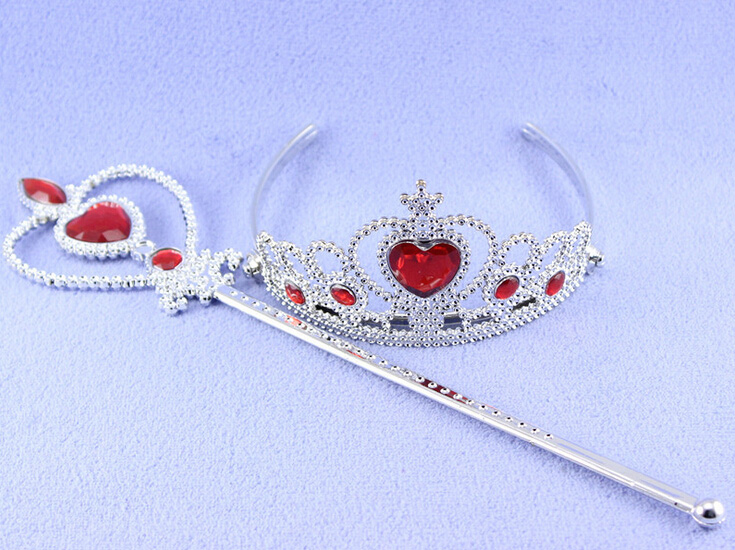 TOP Her. Zen Prinzessin Krone Hair Kinder Mädchen Geburtstag Kinder Haar Clip Tiara Zauberstab Sets Schmuck XRN15: Red