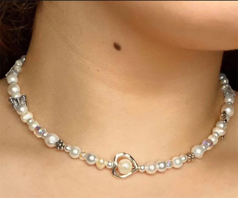Collana con perline Fairycore con perline di perle di fata collana con perline di vetro bellissima