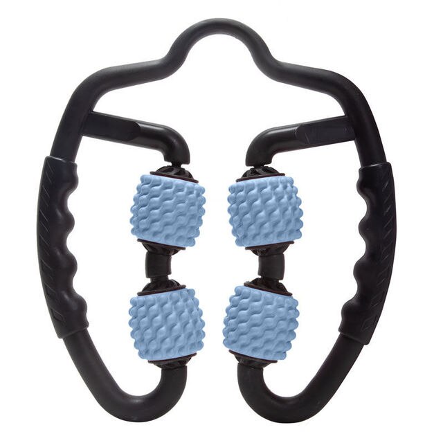 Massagerulle u form triggerpunkt för arm ben nacke muskelvävnad midja fett för fitness gym yoga pilates sport 4 hjul: Blå