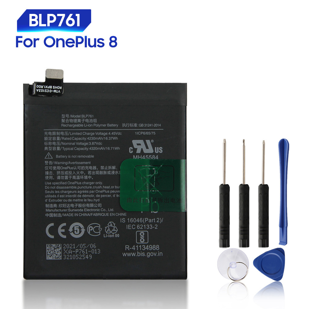 Batterie de remplacement d&#39;origine pour OnePlus 9 9Pro 8Pro 8 8T One Plus Nord N10 N100 1 + 8 9 Pro BLP815: For OnePlus 8