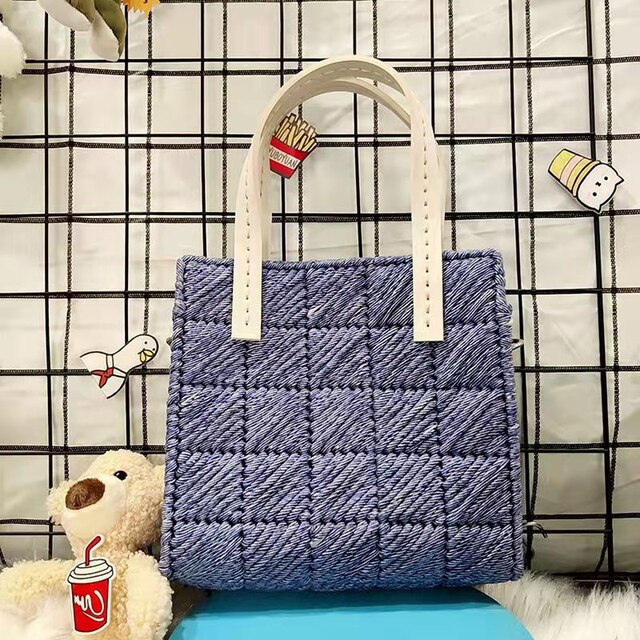 Handcraft Weaving Bag Making Material DIY Woman Handbag Shoulder Bag Selfmade Supplies Latch Hook Weave Bag Accessories: Blue