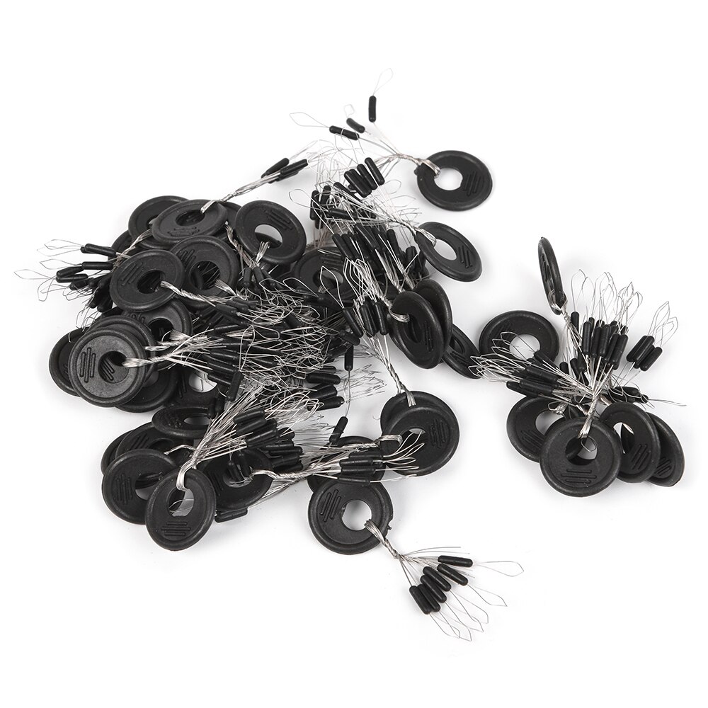 50 stk fiskeprop s -6mm /  m -7mm /  l -7.5mm sort gummiprop fiskeri flydeplads bønneprop flydestoppestop