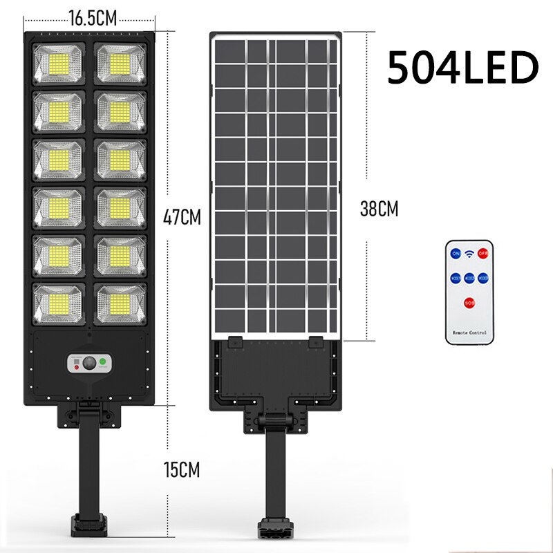 Large Solar Light Outdoor Super Bright LED Motion Sensor Street Wall Lamp Human Induction with Remote Control for Garden: 1Pcs 504LED