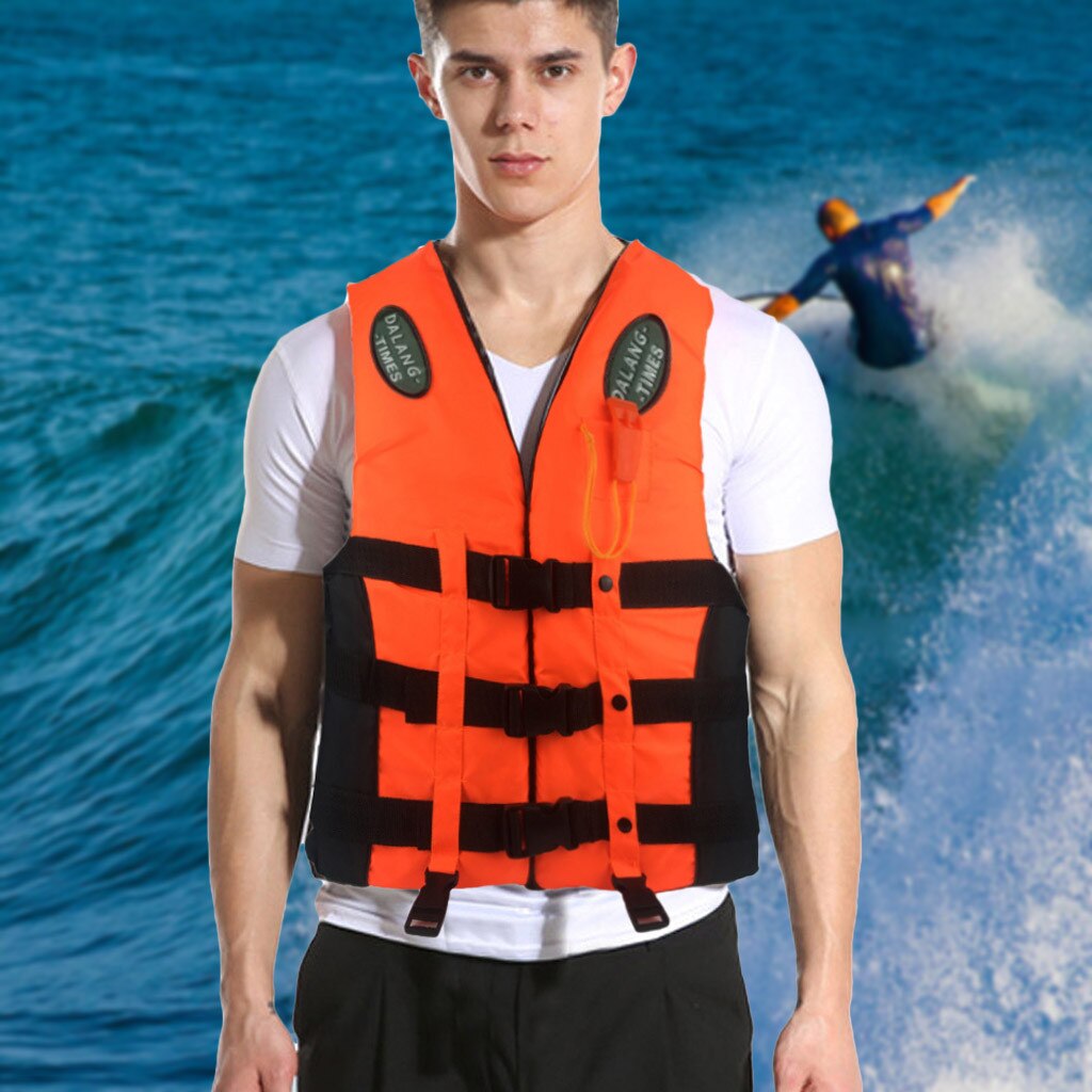 Adults Life Jacket Aid Vest Kayak Ski Buoyancy Fishing Boat Watersport: Orange / XL