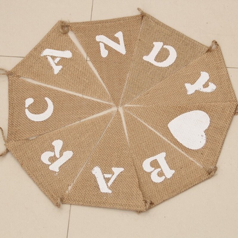 Candy Bar Linen Flags Pennant candy bar Bunting Banners Hanging candy bar Banner Birthday Party Wedding Decoration