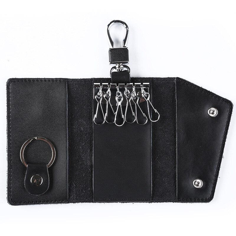 Lederen Sleutelhanger Mannen Vrouwen Key Houder Organizer Pouch Koe Split Autosleutel Portemonnee Huishoudster Sleutel Case Mini Card tas