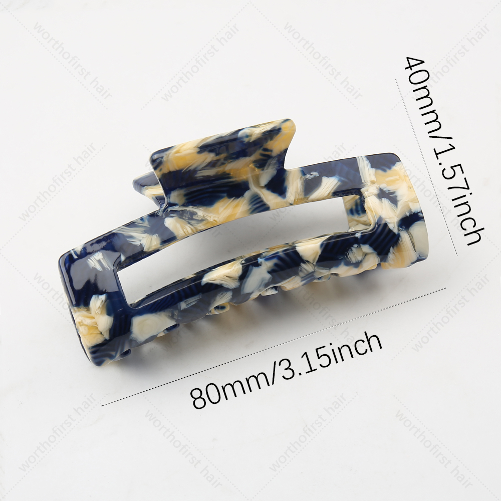 Haarclip Geometrische haarklauwen Vierkante acryl haarspelden Haarklemmen voor vrouwen Luipaardkorrel Haarkrabben Clip Haaraccessoires: Licht Geel