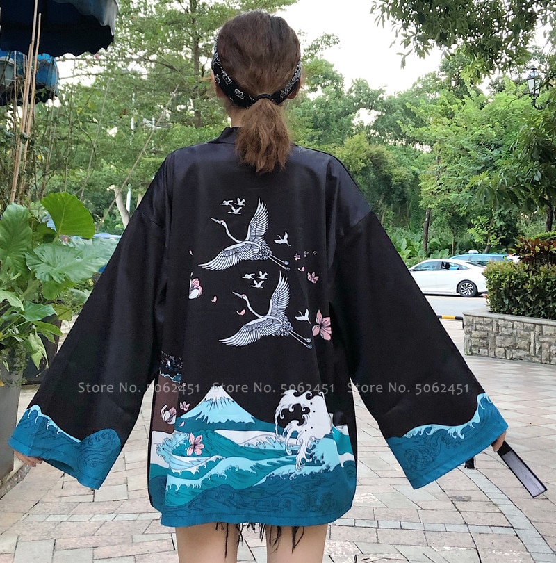 Vrouwen Mannen Japanse Koppels Yukata Gewaad Streetwear Kimono Haori Jas Samurai Vest Harajuku Stijl Losse Blouse ukiyo-e Jassen