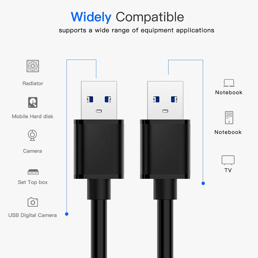 Cavo USB 3.0 5Gbps super velocità tipo A da maschio A maschio cavo di sincronizzazione dati cavo di prolunga USB per stampante PC portatile radiatore