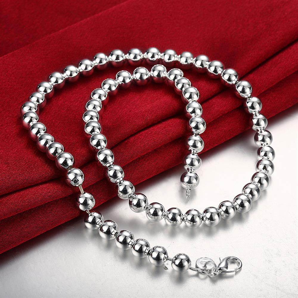 Fijne 8Mm Gebed Kralen 925 Stempel Zilver Kleur Armbanden Ketting Sieraden Set Voor Vrouwen Mode Meisje Student Party Bruiloft
