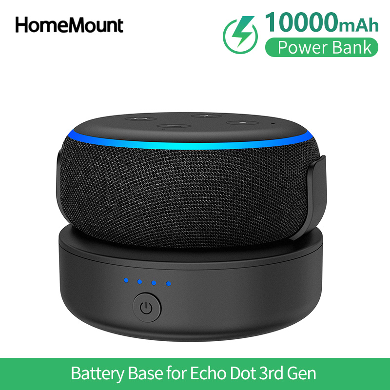 Accueil Base de batterie pour Alexa Echo Dot 3e génération, capacité de 10000mAh, Compatible avec chargeur de support de haut-parleur intelligent