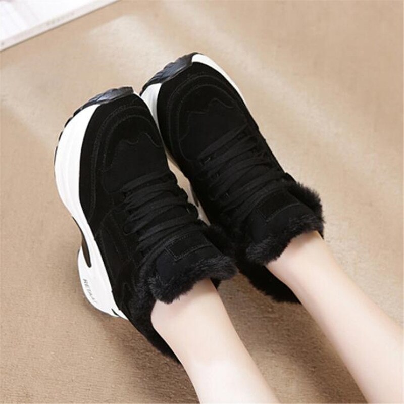 Damesschoenen winter sneakers warme bont dikke platform pluche casual schoenen comfortabele dames wedge sneakers feamle  y957