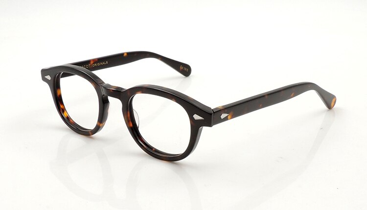 Gafas ovaladas de acetato vintage para hombres, montura de gafas de óptica con gradiente para Miopía: tortoise