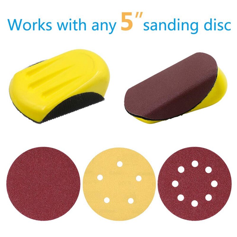5 tommers krok og løkke håndsliping av museblokk rund sandpute krokplate til 5 tommers slipeskive sandpapir  (2 pakke)