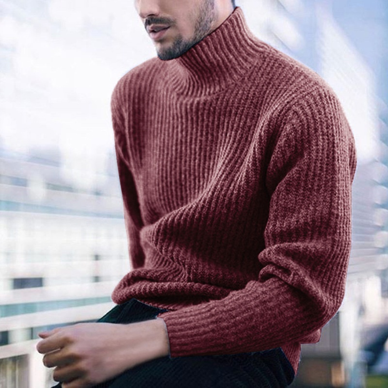 ZOGAA Winter Men Turtleneck Sweater Men Warm Solid Knitted Mens Sweaters Casual Male Slim Pullover Tops Sweaters
