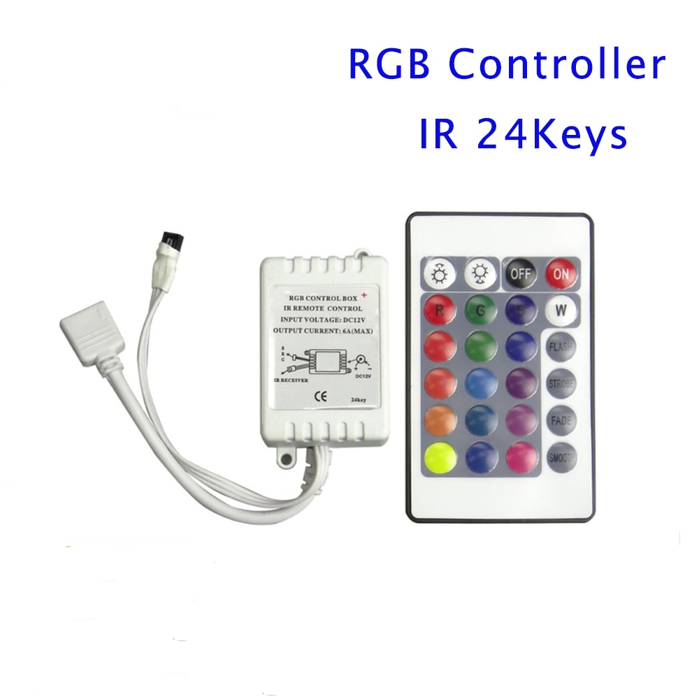 Draadloze 24 keys RGB IR Remote Controller LED strip controller Input DC12V 6A Controller Voor 3528 5050 RGB LED Strip