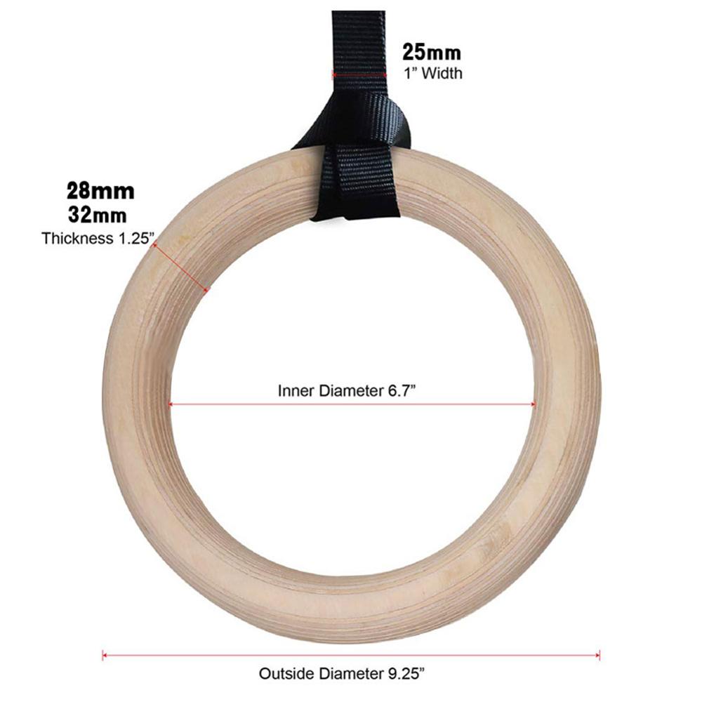 Wooden Gymnastic Rings,Olympic Gym Rings with Heavy Duty Adjustable Straps For Gym,Cross Training,Strength Training