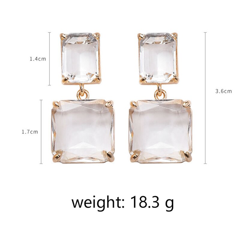 coréenne Style de luxe brillant carré cristal boucles d'oreilles Clip boucles d'oreilles pour Non percé femelle fête bijoux