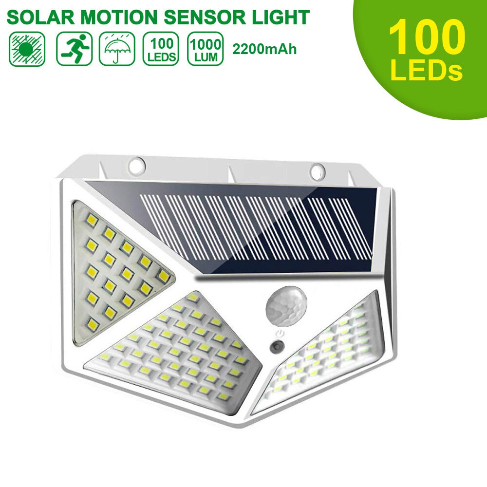 LED Solar Lamp Solar Motion Sensor Lights IP65 Outdoor Street Lights 20/25/30/100/208 Led Security Wall Lamp for Garden Decor: 2200mAh 3mode 100led
