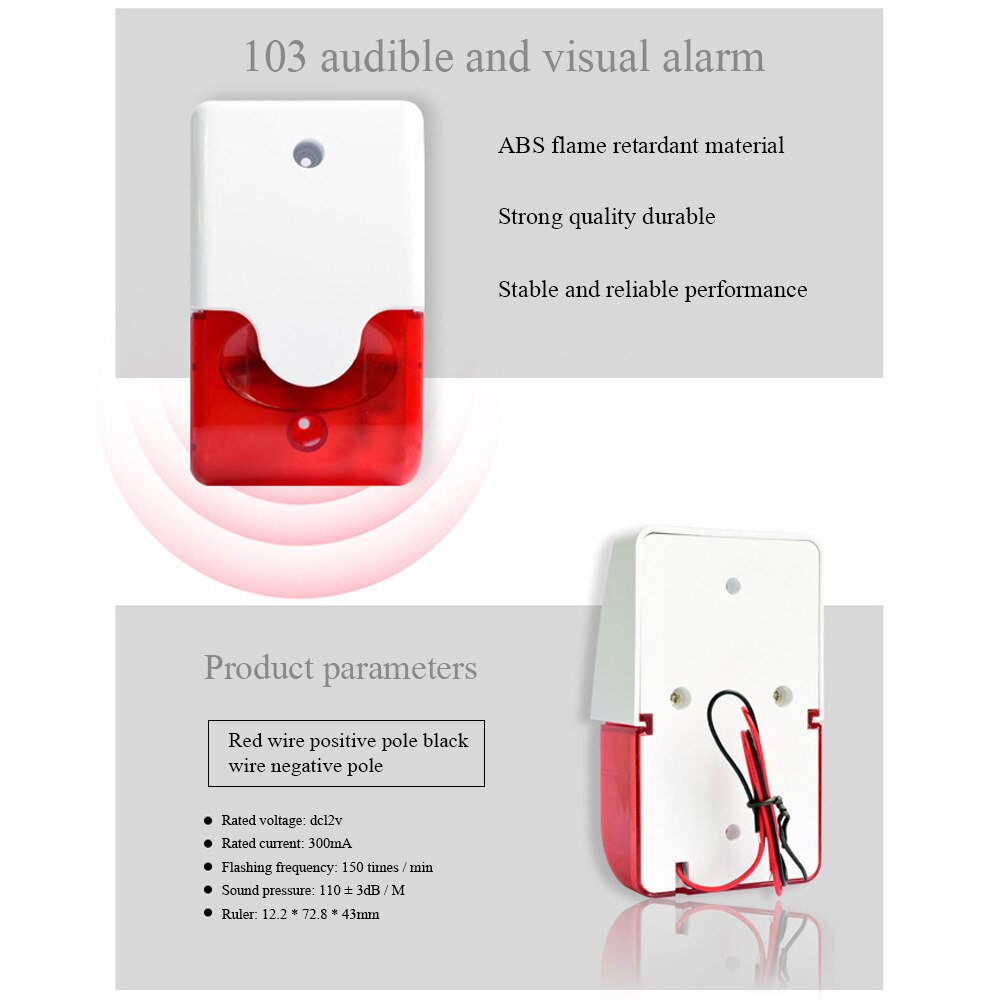 Mini Strobe Siren Sound Light Alarm Wired Sound-light Alarm 103 Speaker 12V Anti-theft Alarm