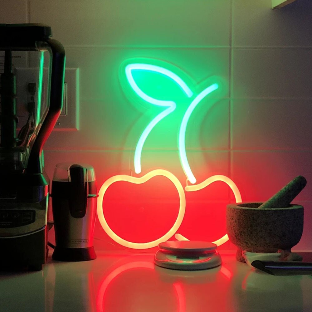Neon Sign Alien Peach Shaped Wall Hanging Lights for Home Children's Room Ice Cream Night Lamps Xmas Party Art Decor